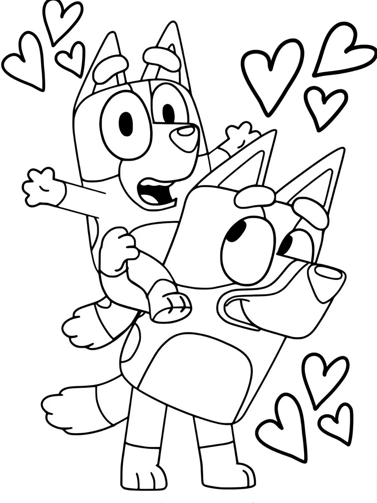 Bluey And Chilli Valentine Moment Coloring Pages