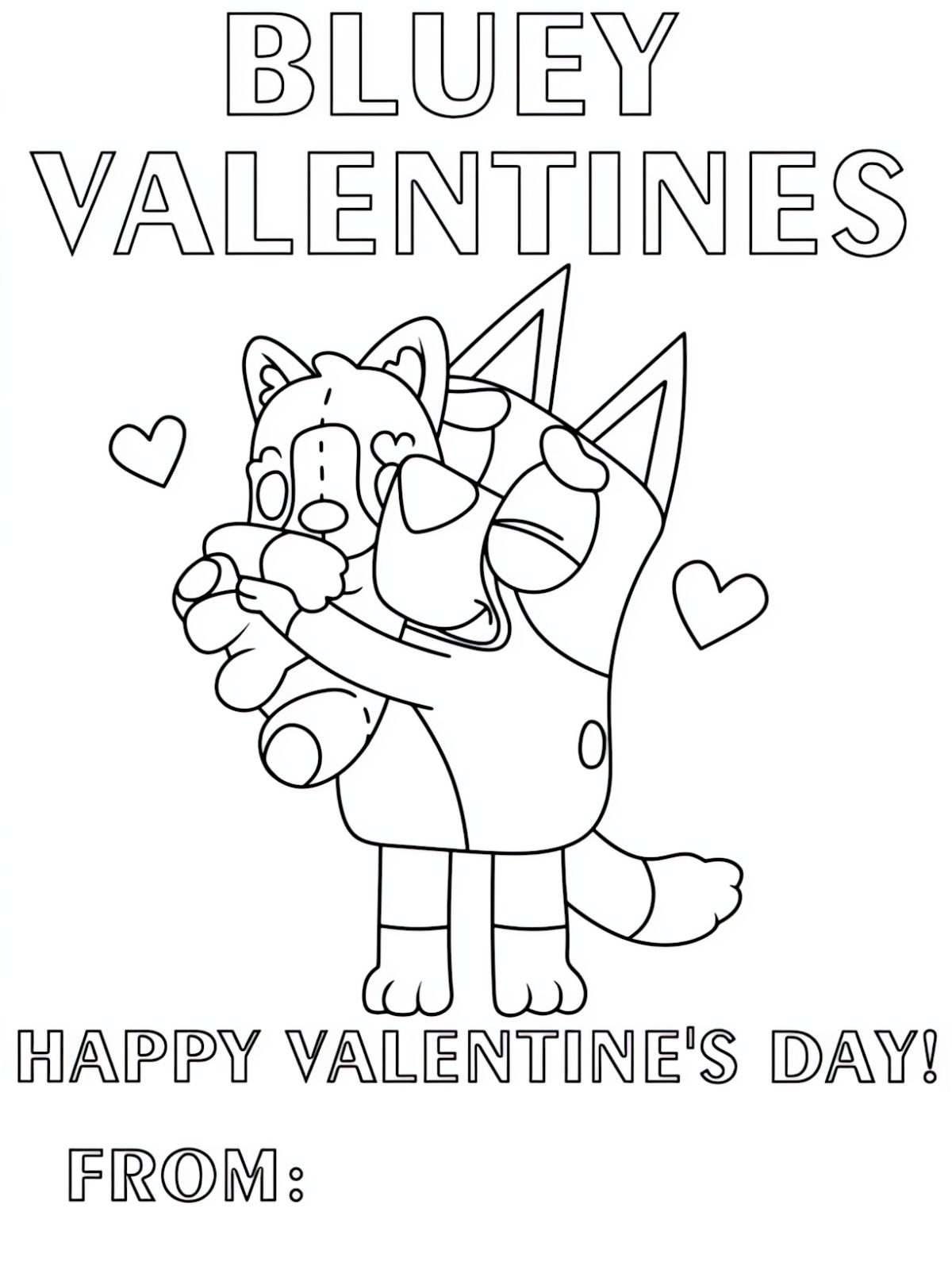 Bluey And Friends Valentine Day Celebration Coloring Pages