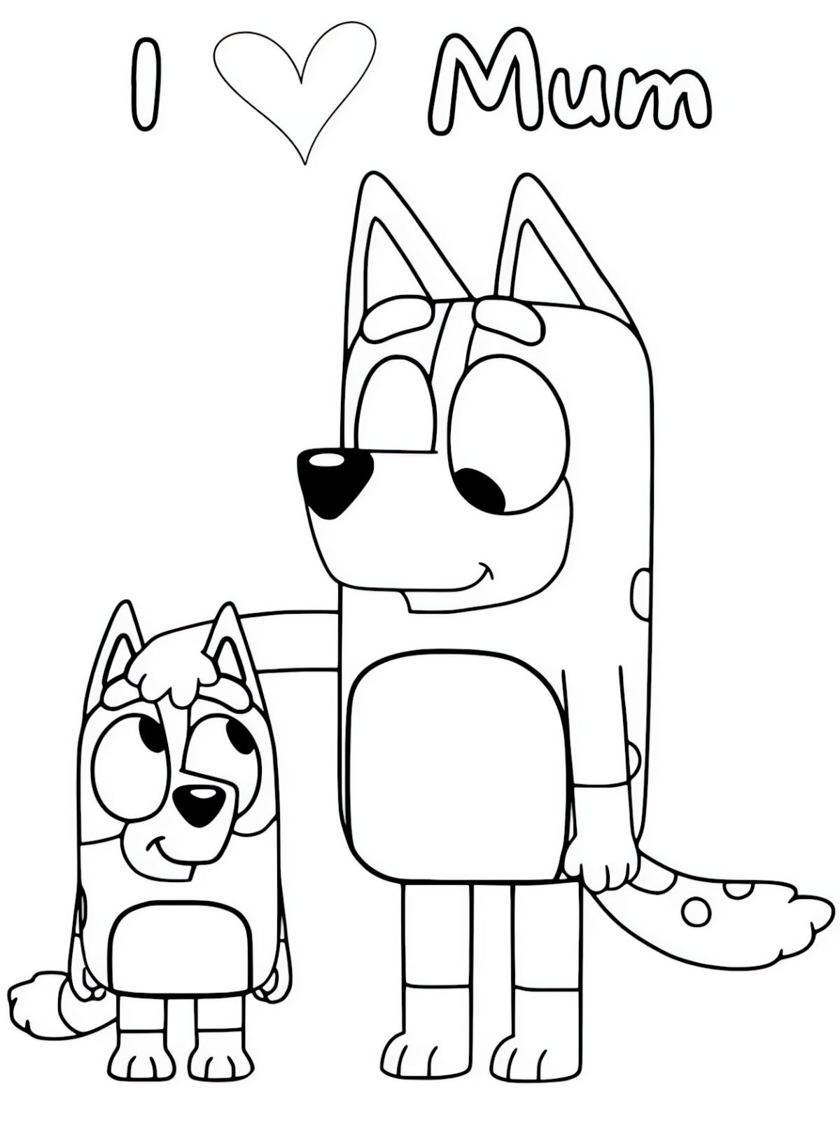 Bluey And Mom Valentine Celebration Coloring Pages