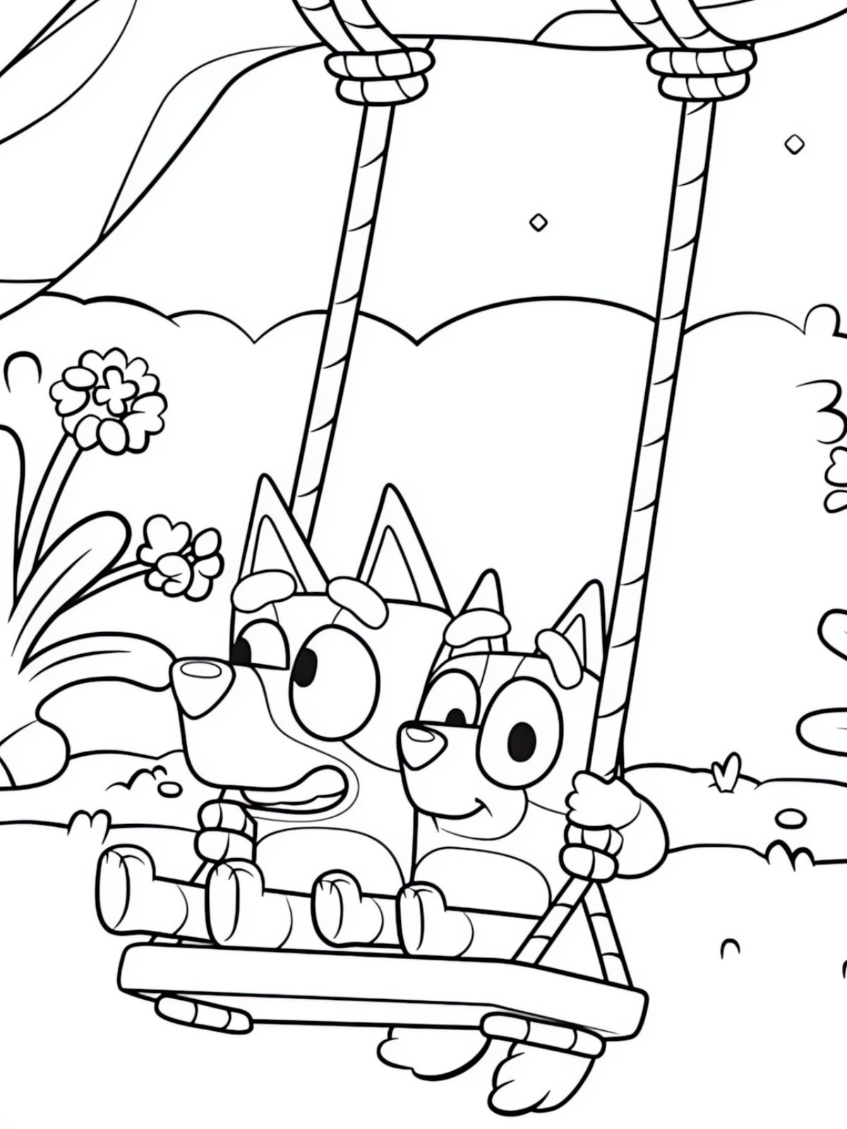 Bluey And Mom Valentine Hug Coloring Pages