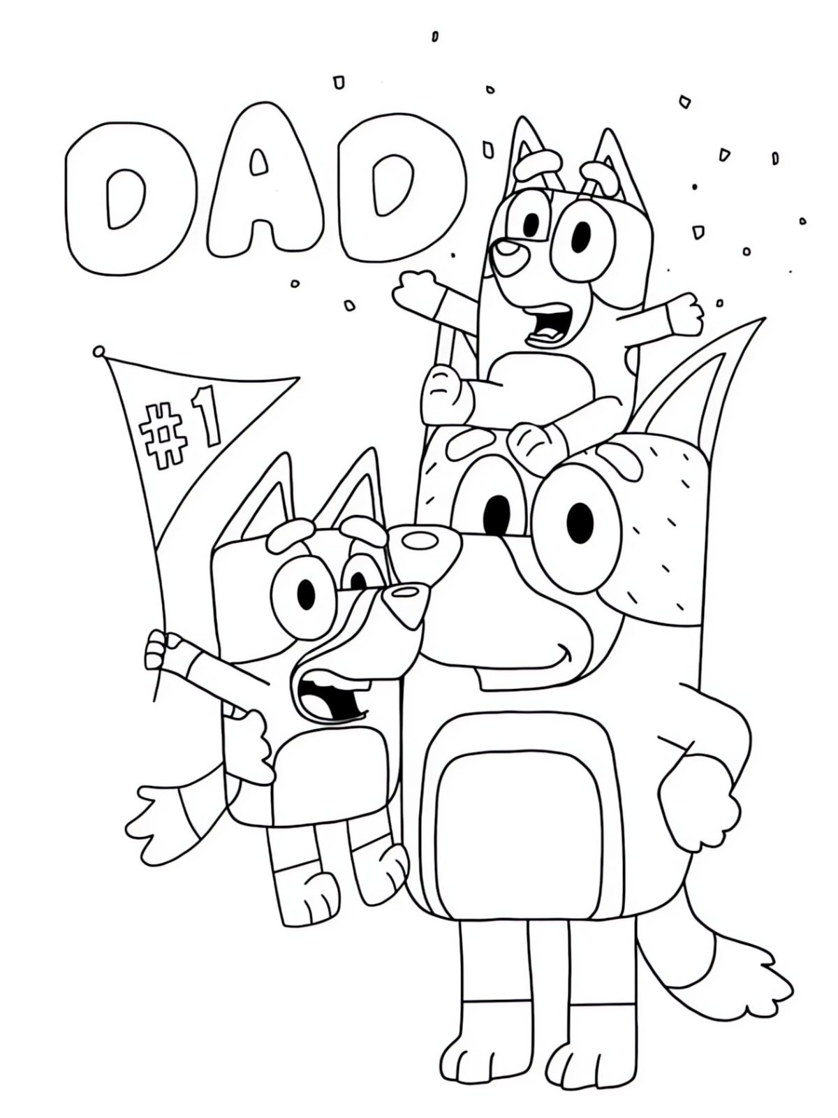 Bluey Dad And Valentine Card Coloring Pages