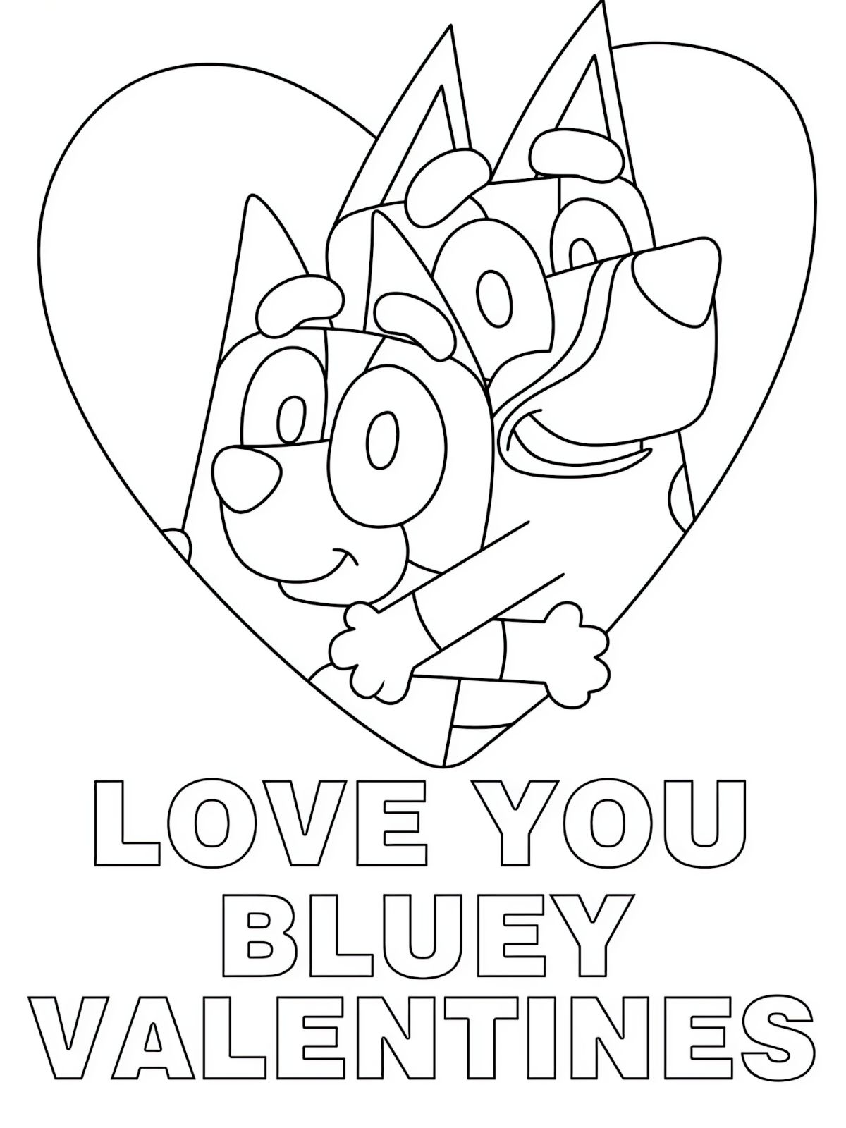 Bluey Happy Valentine Smile Coloring Pages