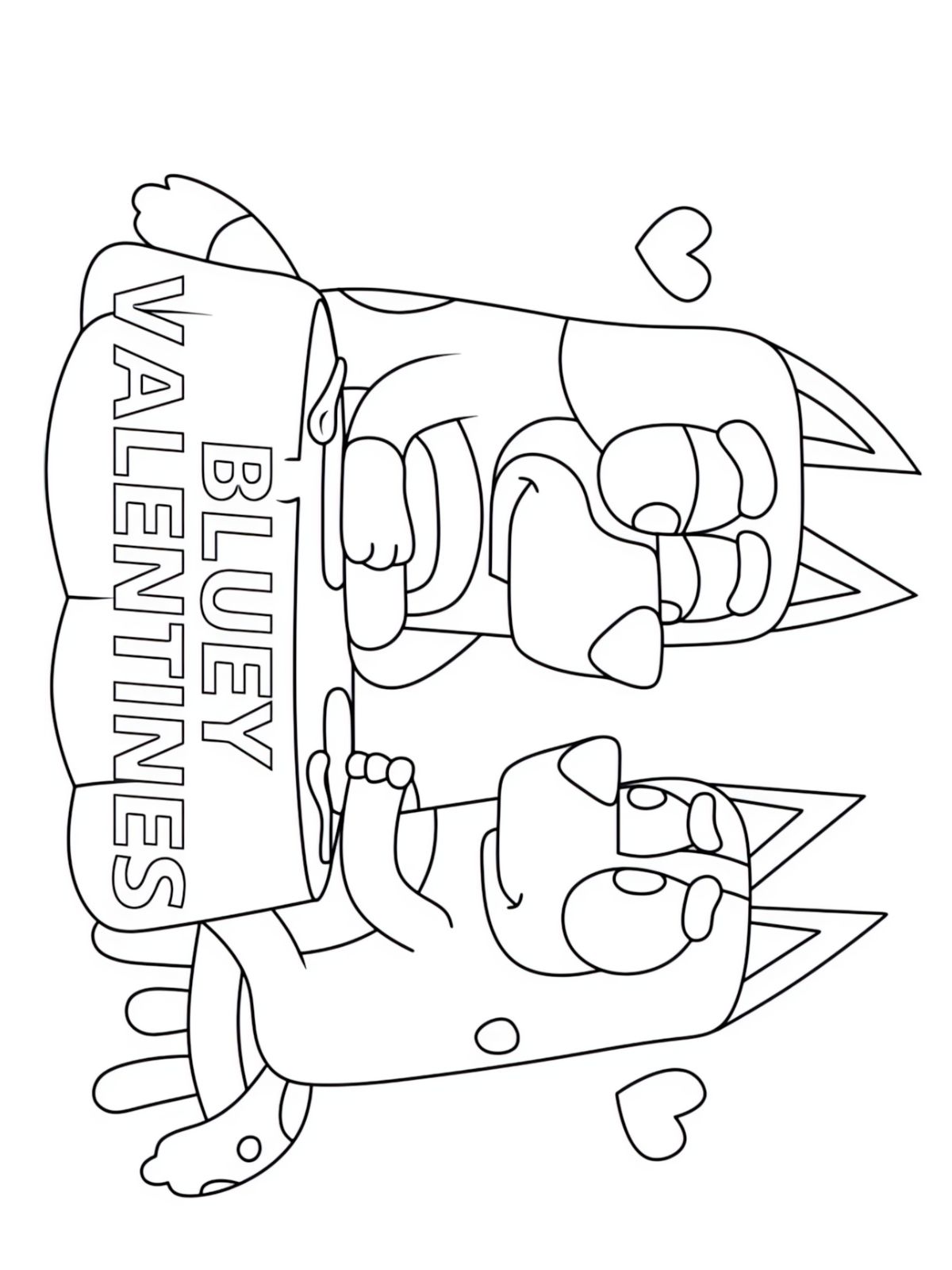 Bluey Holding A Heart Coloring Pages