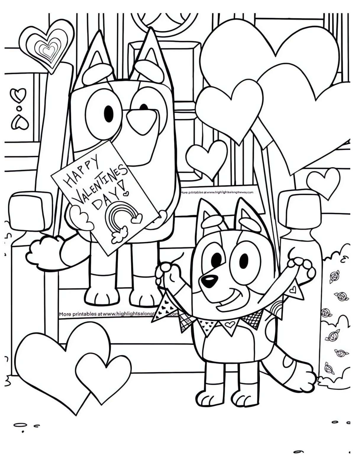 Bluey Valentine Family Love Coloring Pages