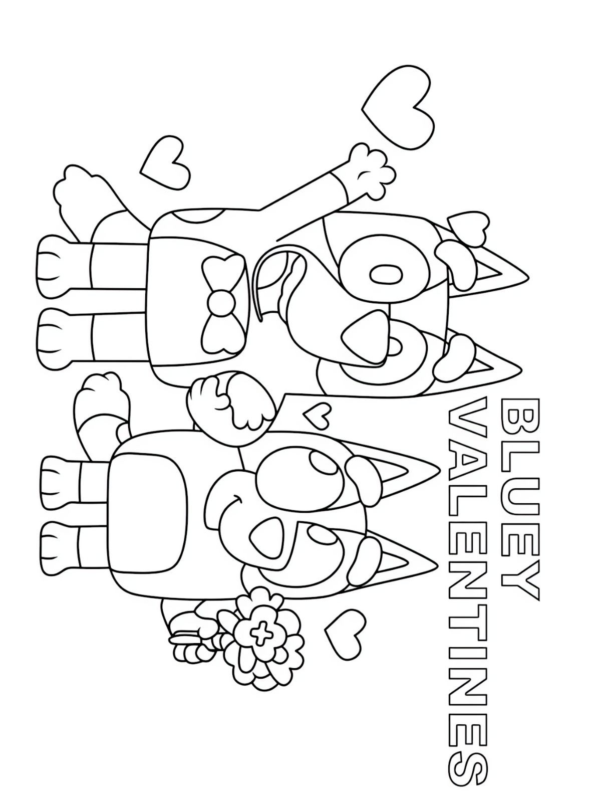 Bluey Valentine Heart Coloring Pages