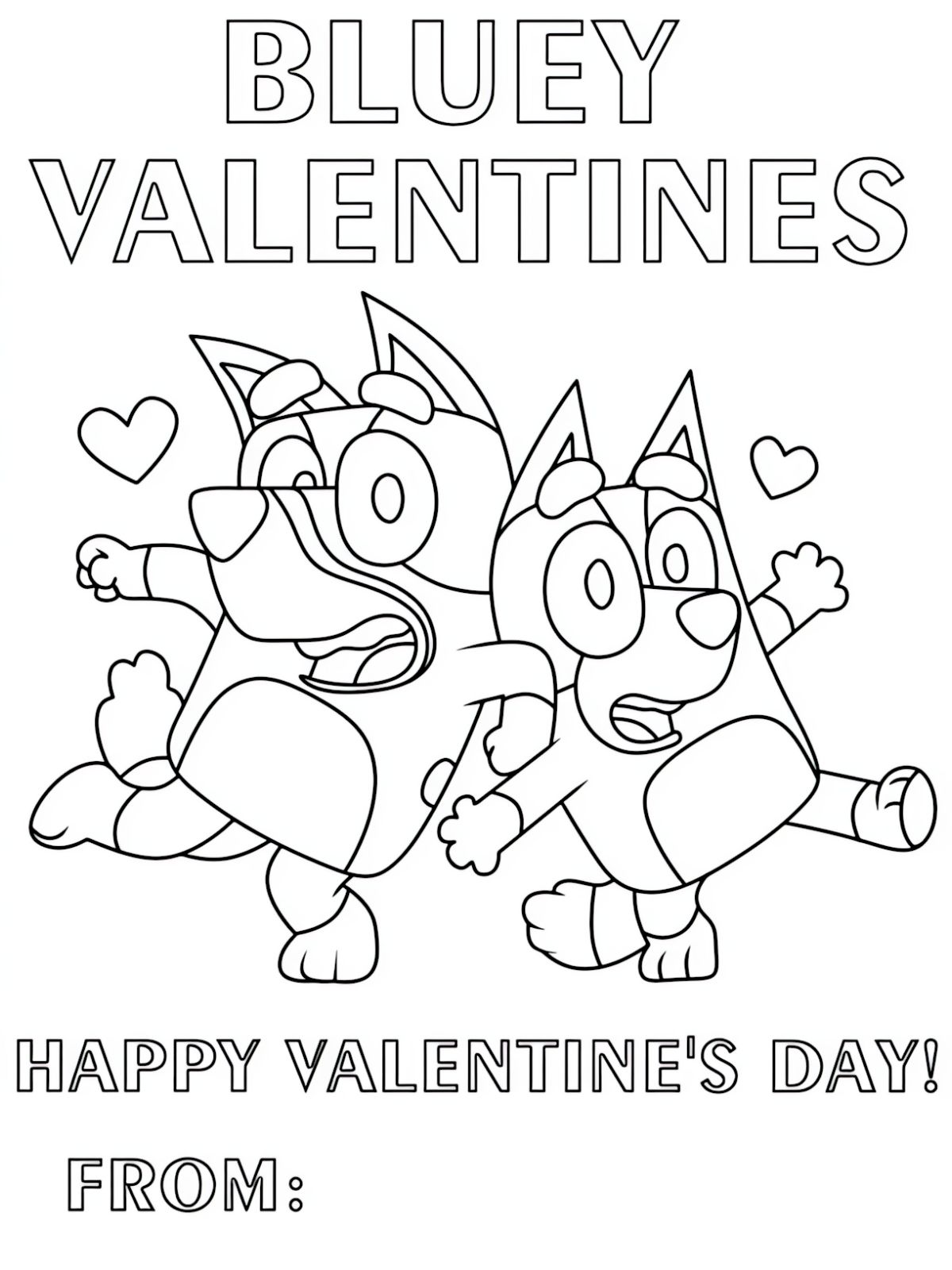 Bluey Valentine Party Coloring Pages