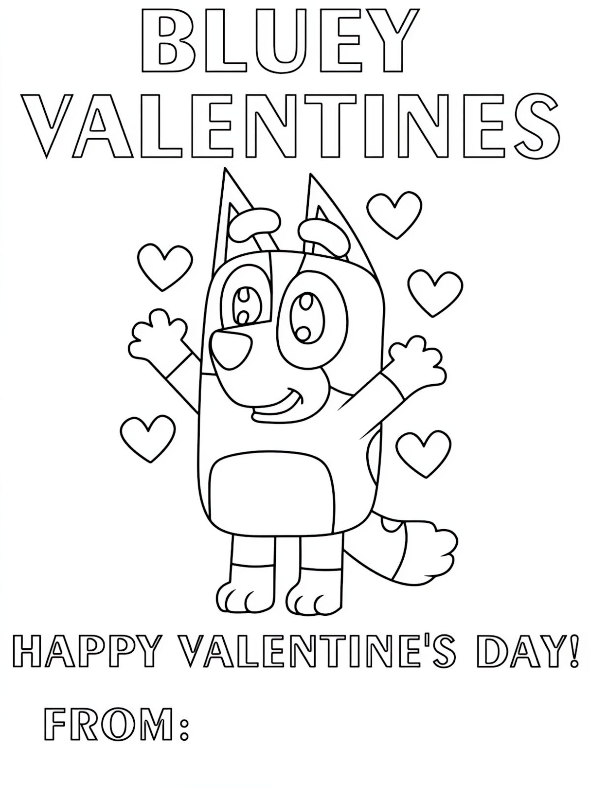 Bluey Valentine Party Coloring Sheets