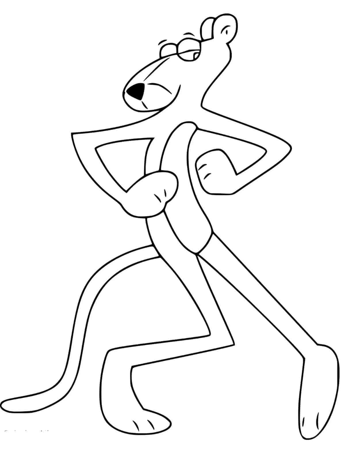 Pink Panther Holding A Flower Coloring Pages