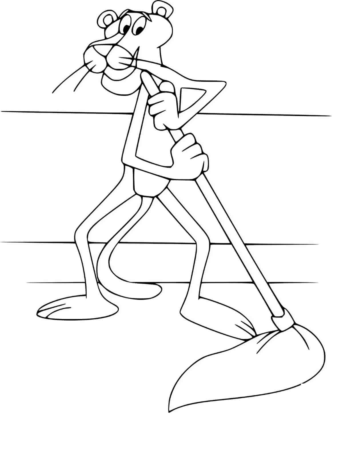 Pink Panther In Hat And Tie Coloring Pages