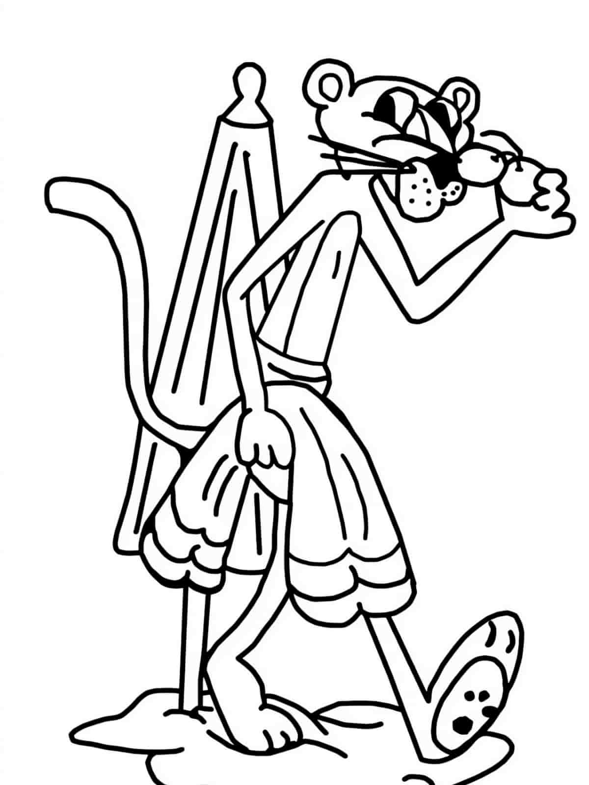 Pink Panther On A Skateboard Coloring Pages