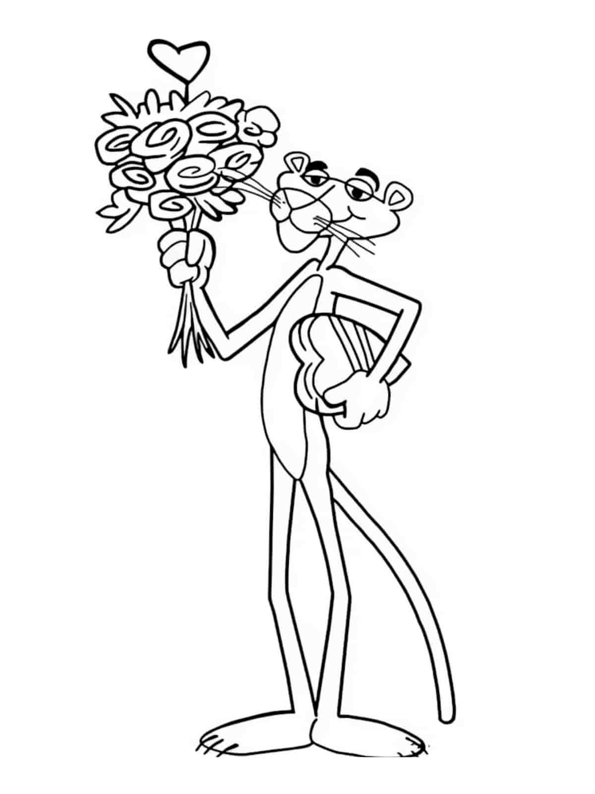 Pink Panther With Balloons Coloring Pages