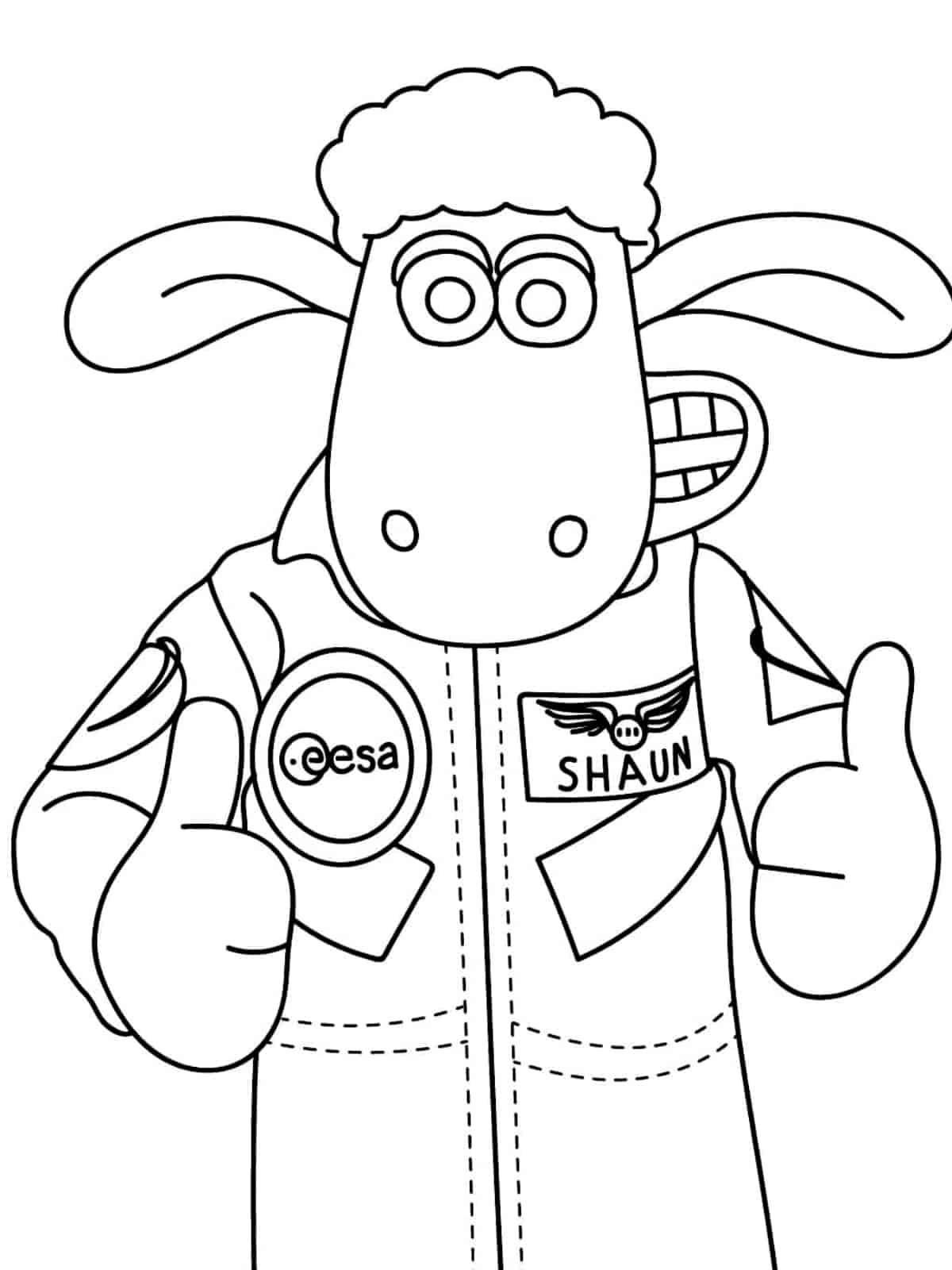 Shaun The Sheep With Basket Coloring Pages